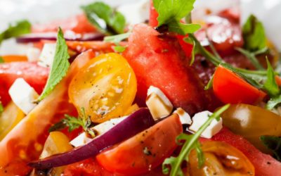 Watermelon, Avocado, Tomato Salad